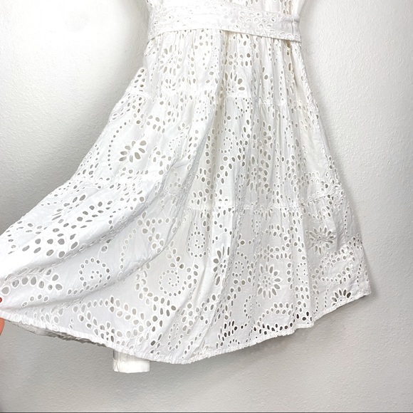 RACHEL PARCELL White Tiered Eyelet Button Up Dress Size Small - Picture 12 of 15